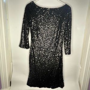 Black Matte-Sequin Dress with Scoop Back